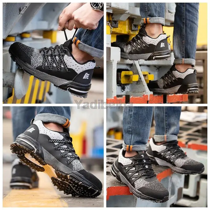 

Steel Toe Mens Safety Work Shoes Indestructible Lightweight Breathable Mesh Safety Shoe Industrial Construction Sneakers for Men