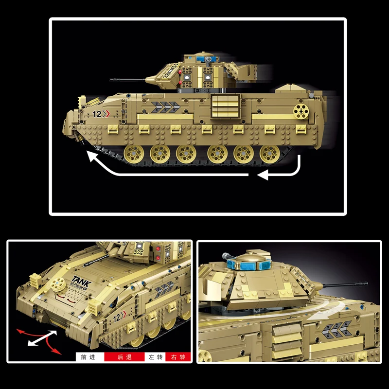 

Yeshin 86001 The APP RC Control M2A2 Military Tank Model Assembly High-Tech Building Blocks Motorized Bricks Kids Christmas Gift