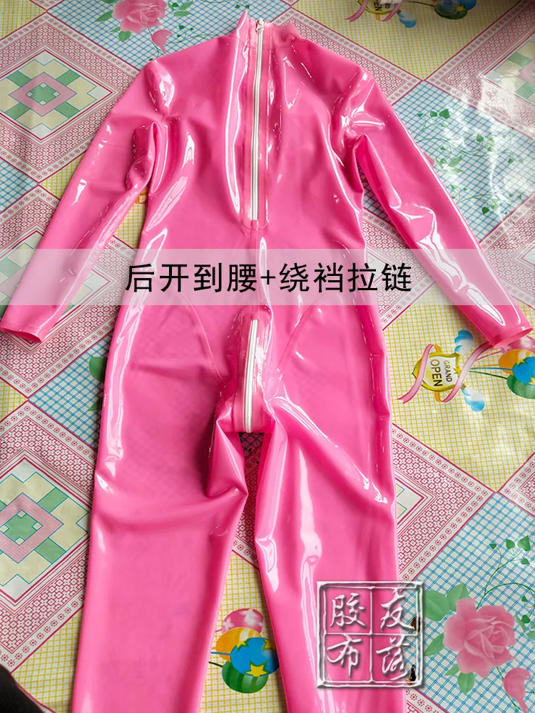 Латексный комбинезон с носки 3D Грудь молния сзади резиновый Клубная одежда