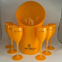 1 ice bucket 6 small glass party coupes cocktail glass champagne flutes goblet plastic orange whiskey cups