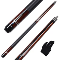 58 inch billiard pool cue stick 13mm tip with radial joint leather wrap decal butt brown color free glove