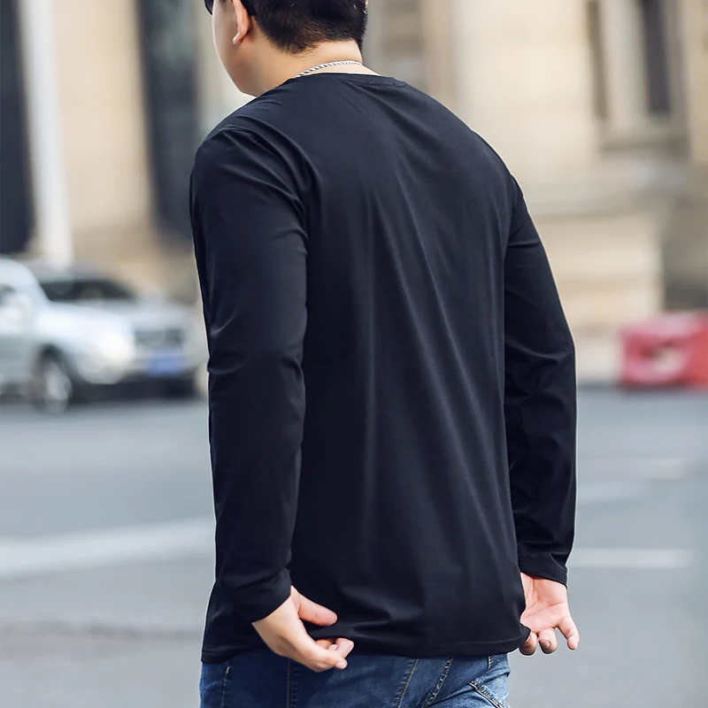 Мужская футболка большого размера высокого качества с длинным рукавом хлопковая