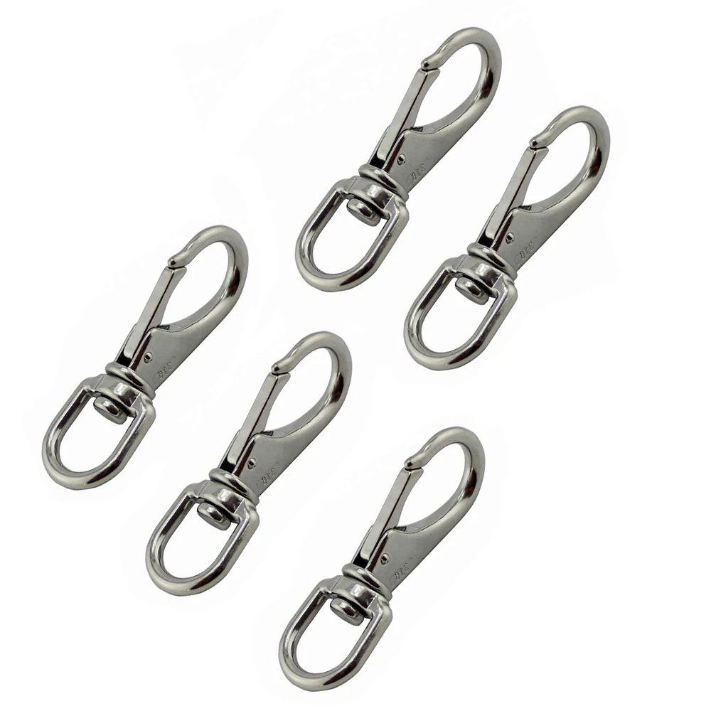

5PCS 304 Stainless Steel 88mm Swivel Eye Spring Snap Hook Heavy Duty Swivel Spring Snap Hook