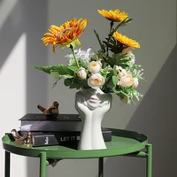 nordic woman human face dried flower vases for decoration ceramic hydroponic plant flower pots flower arrangement ornaments