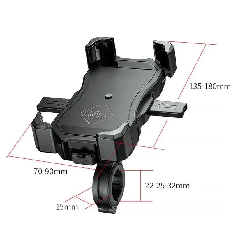 

Motorcycle Mobile Phone Bracket 15W Wireless Smart Charger Wire Control USB Two-in-a-half Automatic Bracket 360 Degree Rotating