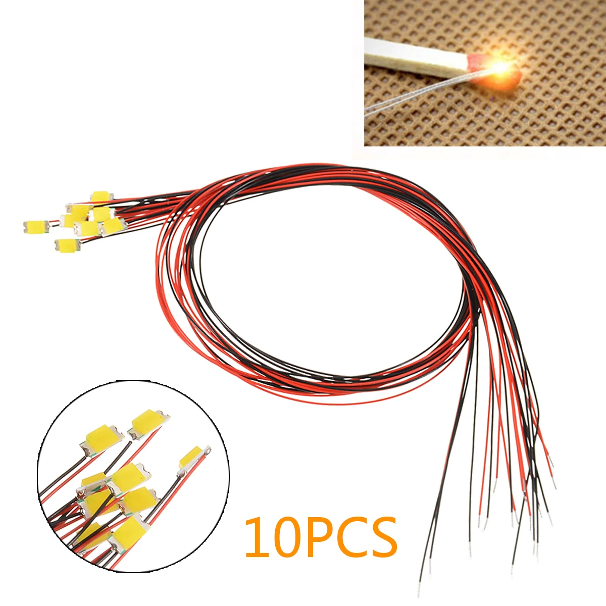 10 шт. 1206 SMD предварительно припаянные провода Micro Litz теплый белый Led 200 мм 2 8 В 3 4 в