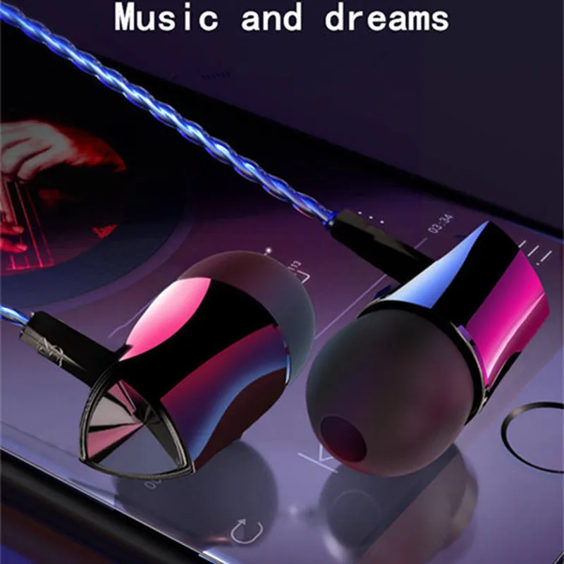 3 5 мм проводные наушники в ухо глубокий бас проводной гарнитуры спортивные С