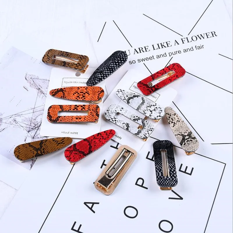 1 шт. заколка для волос из искусственной кожи с леопардовым принтом | Красота и