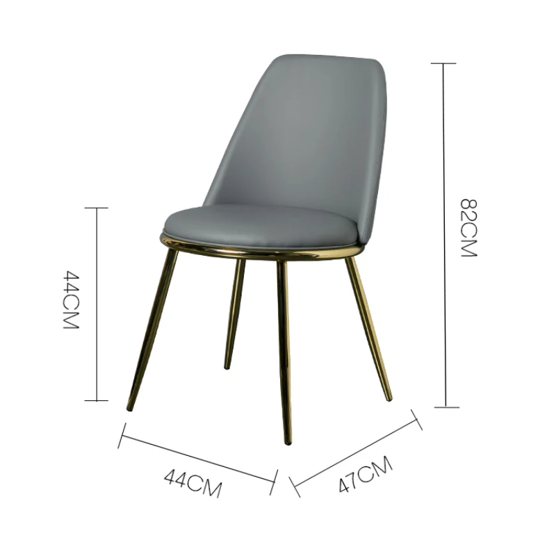 

Nordic Dining Chairs Modern Luxury Leather Kitchen Dining Chair Golden Lounge Chair Single Back Makeup Simple Stainless Chair