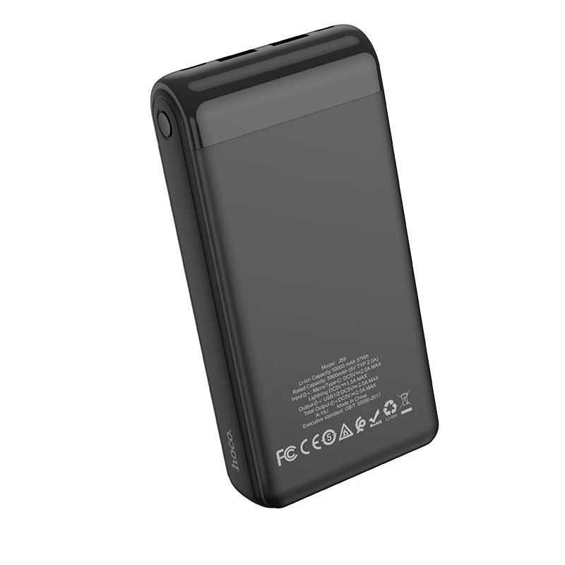 HOCO power Bank 20000 мАч портативный Встроенный кабель для быстрой зарядки Невидимый держатель для iphone 11 X XS Max XR Внешняя батарея