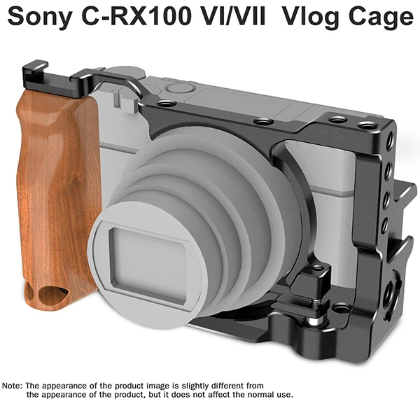 Металлическая камера Vlog Cage для Sony RX100 VI/VII двойная холодная башмачка с деревянной