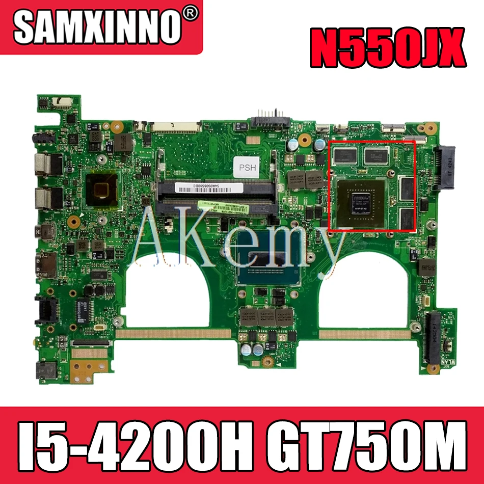 

Akemy N550JV материнская плата для ноутбука ASUS VivoBook N550JV N550JK N550JX оригинальная материнская плата I5-4200H GT750M