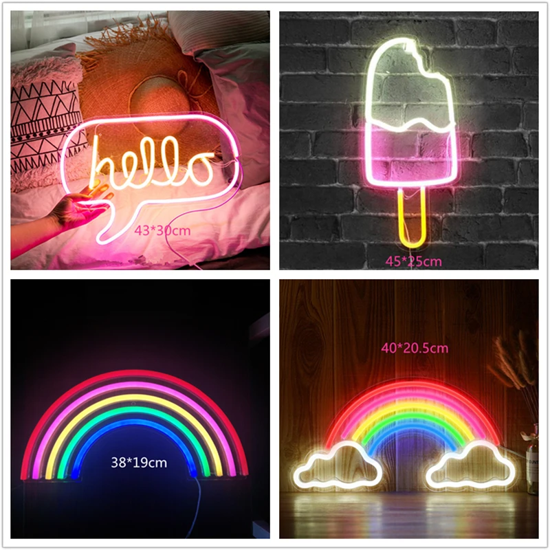 36 Kinds LED Neon Wall Signs for Christmas Decoration Light Home Room Art Decor Bar Lights USB Powered Lamp | Лампы и освещение