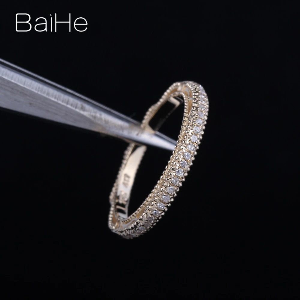 BAIHE однотонное 14K желтое золото 0.2CT H/SI круглый натуральный бриллиант свадебный