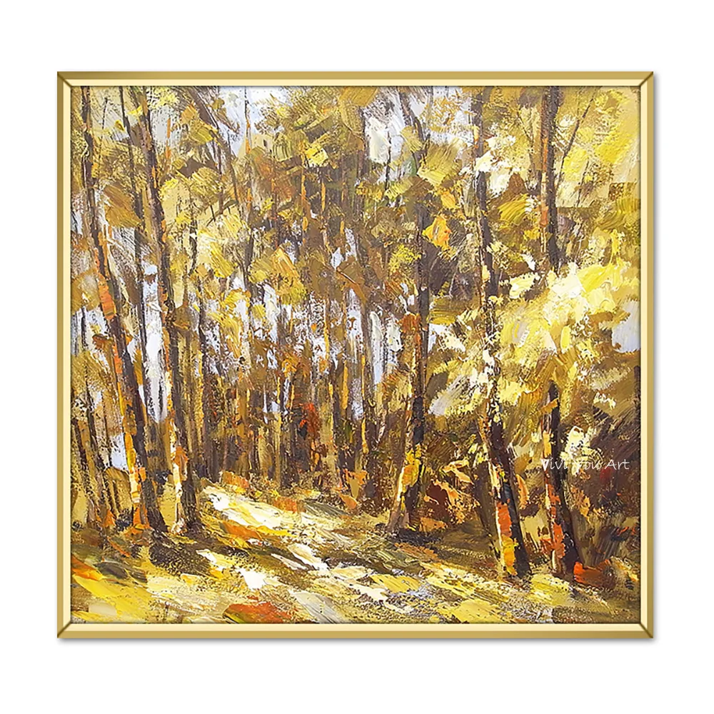 

Golden Tree Abstract Canvas Painting Wall Art Handmade Poster Picture Decorative Painting Living Room Home Decoration