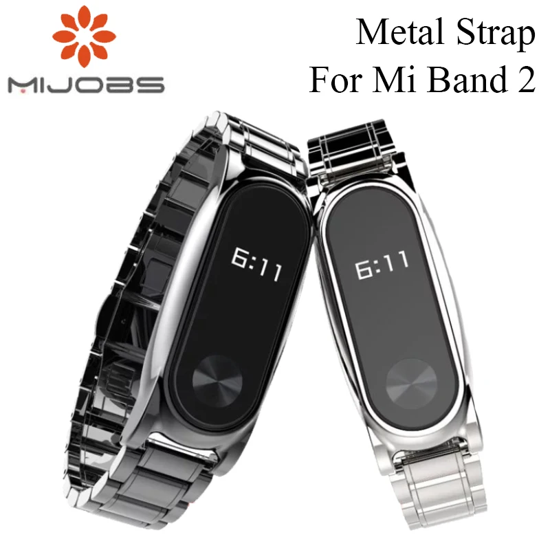 Оригинальный металлический ремешок Mijobs для браслета MiBand 2 браслет из нержавеющей