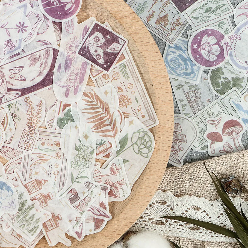 40 шт./компл. Винтаж наклейки Ретро цветок растение свадебная брошь рисунком