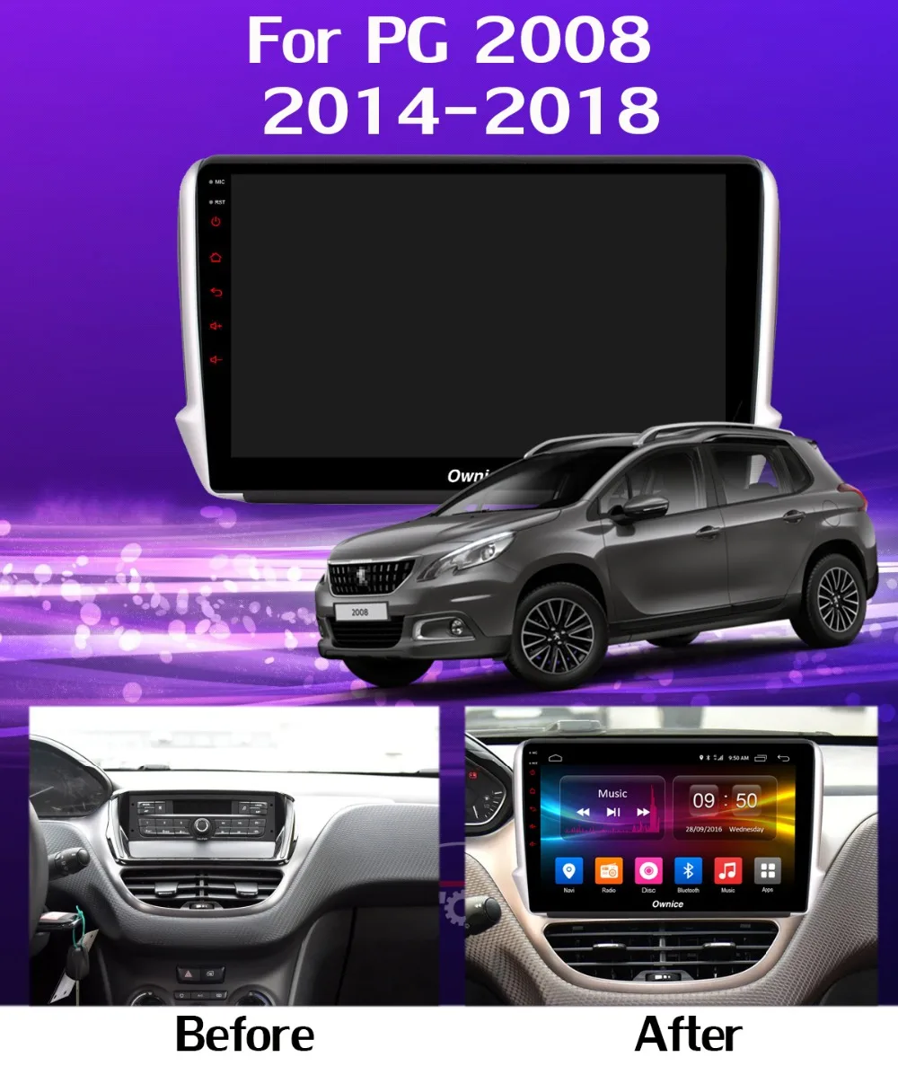 1din 360 ° панорамная камера 4G SIM WiFi Android 9,0 4 Гб+ 64 Гб DSP CarPlay Автомобильный плеер для peugeot 2008 208- gps радио