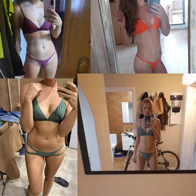 

2021 Swimwear Triangle Bikini Solid Sexy Two Piece Suit Push Up Women Swimsuit Adjustable Straps Low Waist Beach Bathing Suit