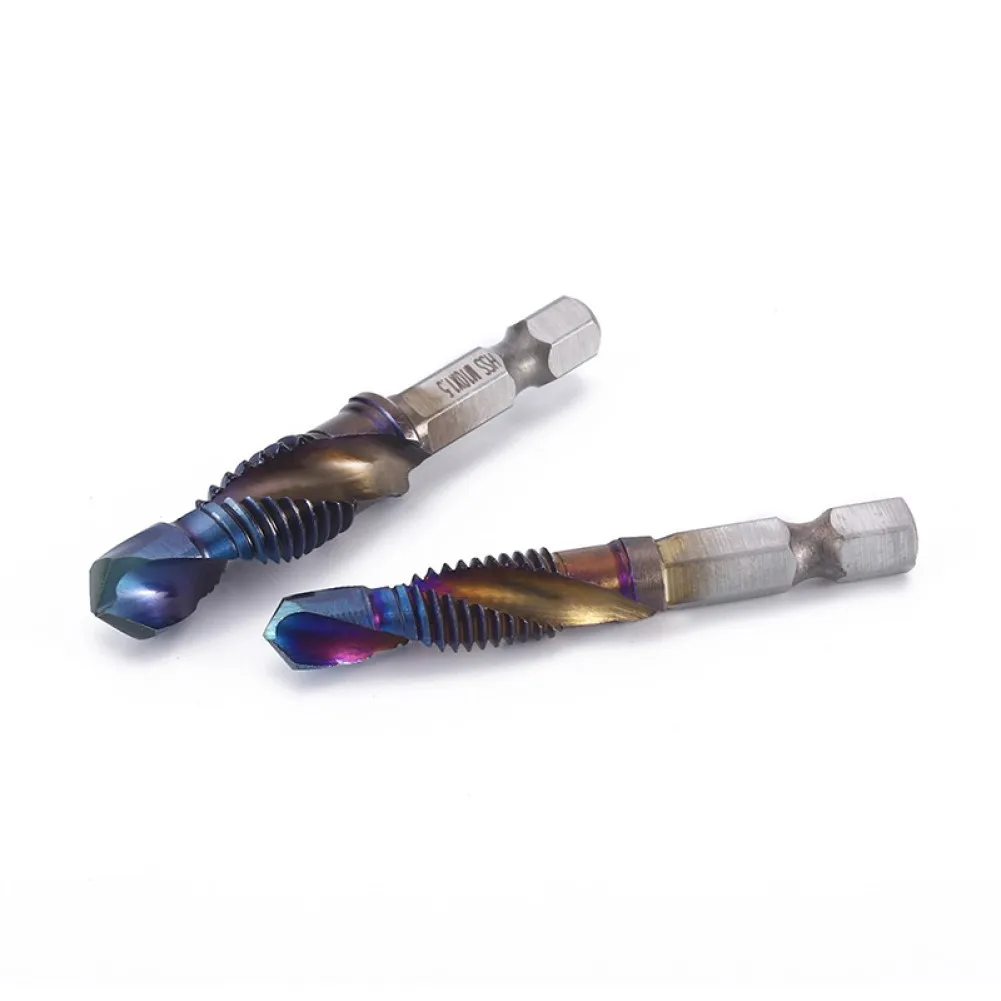

6Pcs Blue-Coated Drill Tap Bit M3-M10 Countersink Hex Shank Threaded Blue-Coated Tap Drill Bit Hexagonal Shank Drilling Tool