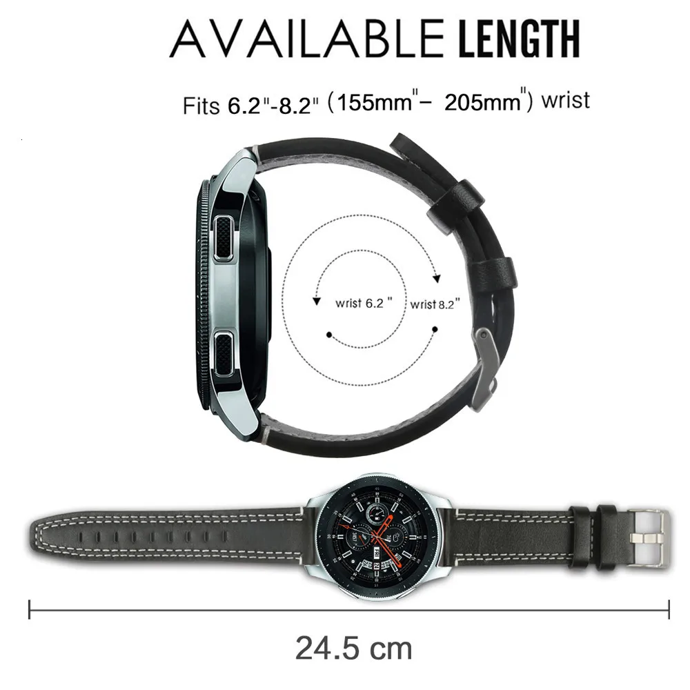 22 мм ремешок из натуральной кожи для samsung Galaxy Watch 46 мм gear S3 huawei GT Amazfit Stratos Pace Line быстросъемный браслет