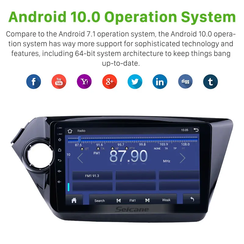 Автомагнитола Seicane 2 + 32 ГБ Android 10 0 GPS навигация мультимедийный видеоплеер din для Kia