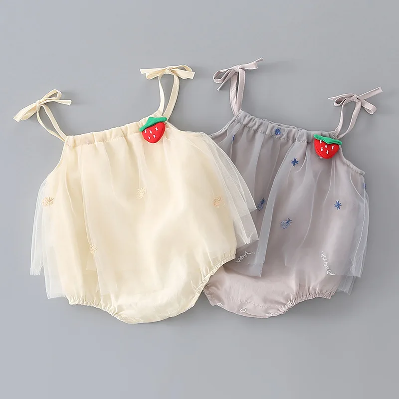 

Yg Brand Children's Clothing Summer Newborn Netting Strawberry Embroidery Skirt Triangle Climbing Clothes Baby Bag Fart Clothes