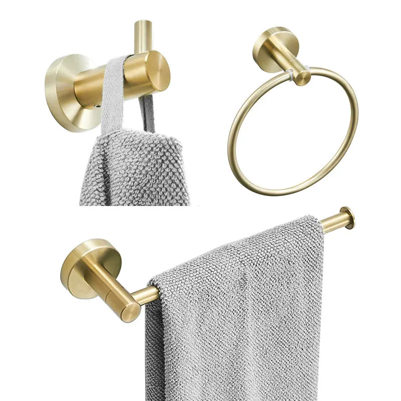 

Electroplated Gold Stainless Steel Wall Mounted Hand Towel Bar Ring Toilet Paper Holder Robe Towel Hooks Bathroom Accessories