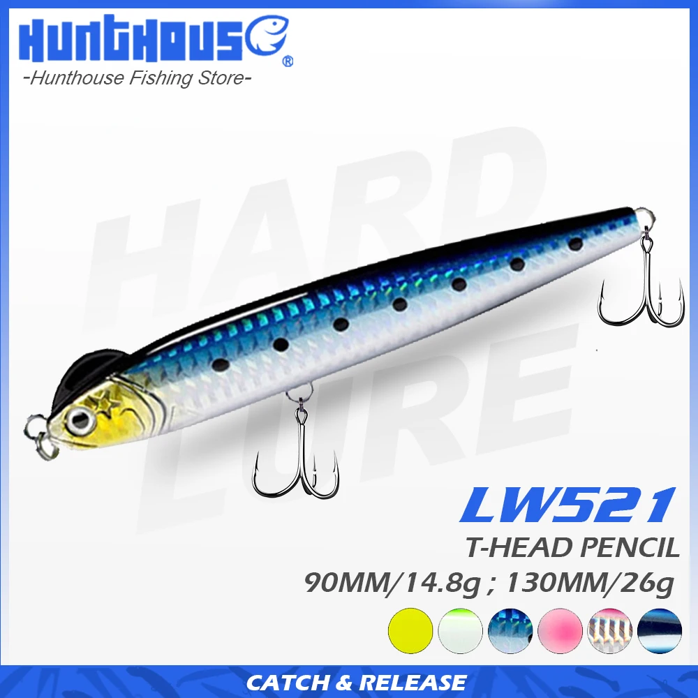 

hunthouse blue blue sinking pencil fishing lure 4pc/plots seawater stickbait depth 0.2-0.8m S-shaped 130mm 26g hard fake bait