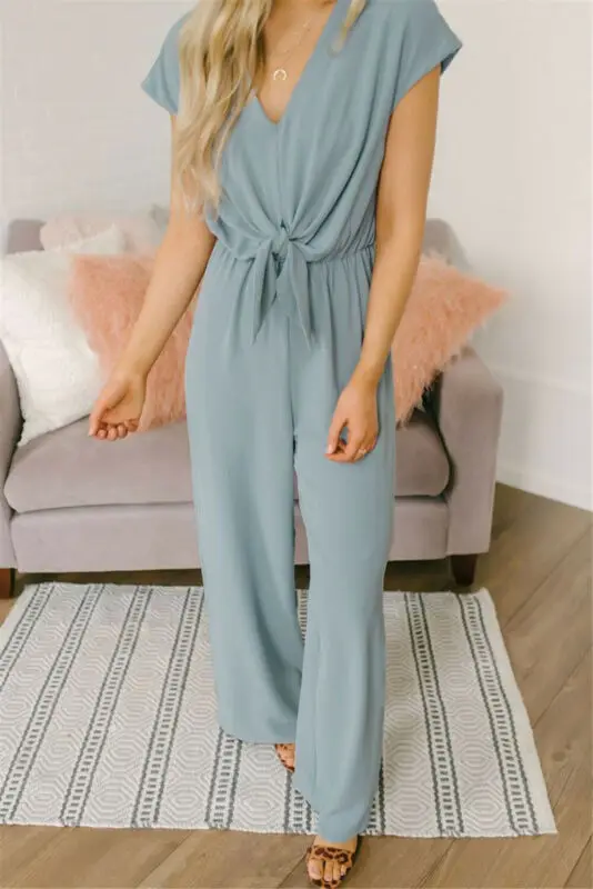 

Women Simple Jumpsuit Playsuit Romper Wide Leg Summer Holiday Beach Long Pants