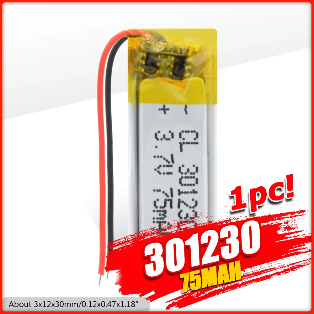 3 7 V Lipo Cell 301230 75mAh литиевая батарея для гарнитуры MP3 смарт браслет литий полимерный