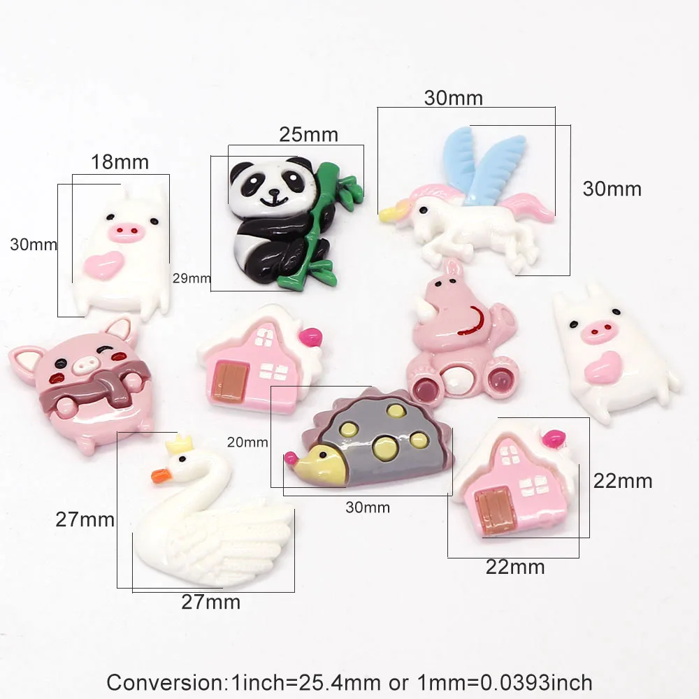 8 шт./пакет милый мультяшный кабошон с животными пандой лебедем свиньей лошадкой