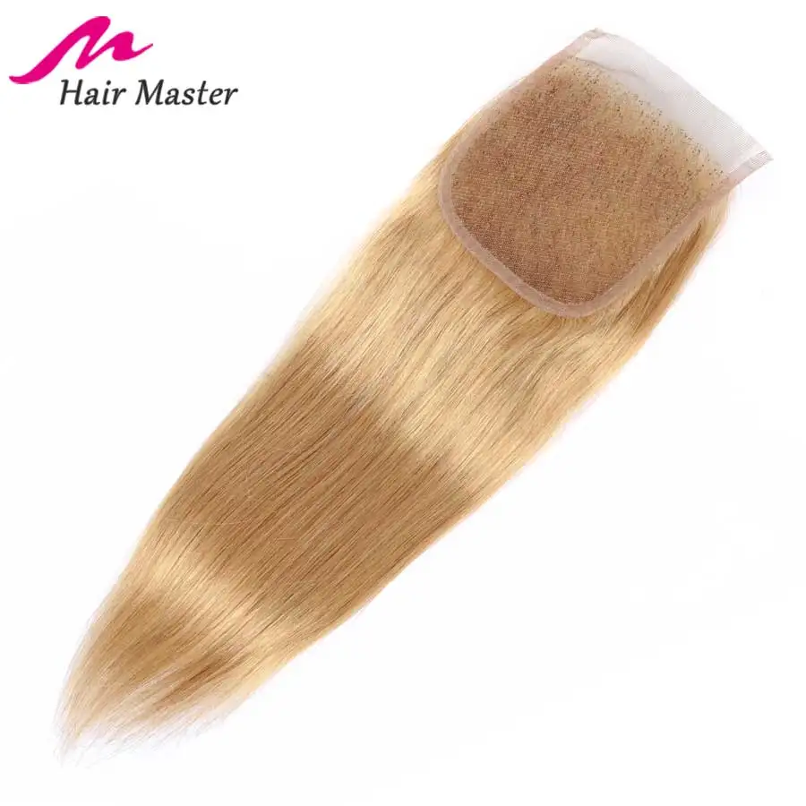 Бразильские прямые светлые волосы закрытие Remy 8 22 дюйма свободная средняя часть