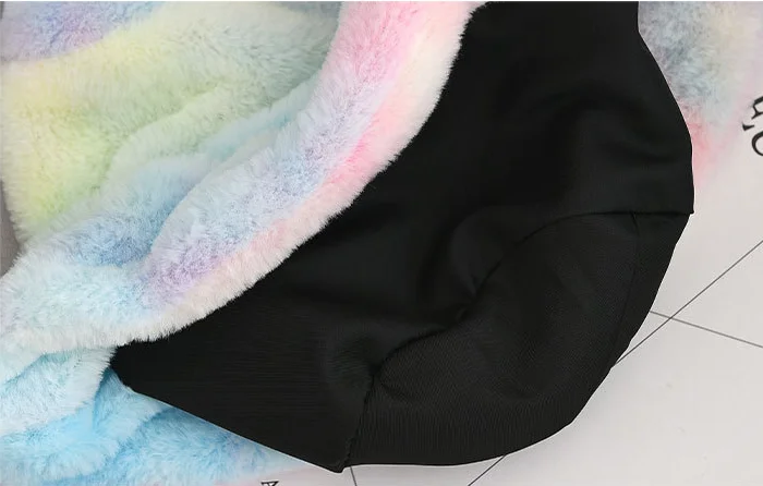 

Autumn winter lady fisherman hat Korean version tie-dye rainbow plush winter fashion warm hat trendy women hat