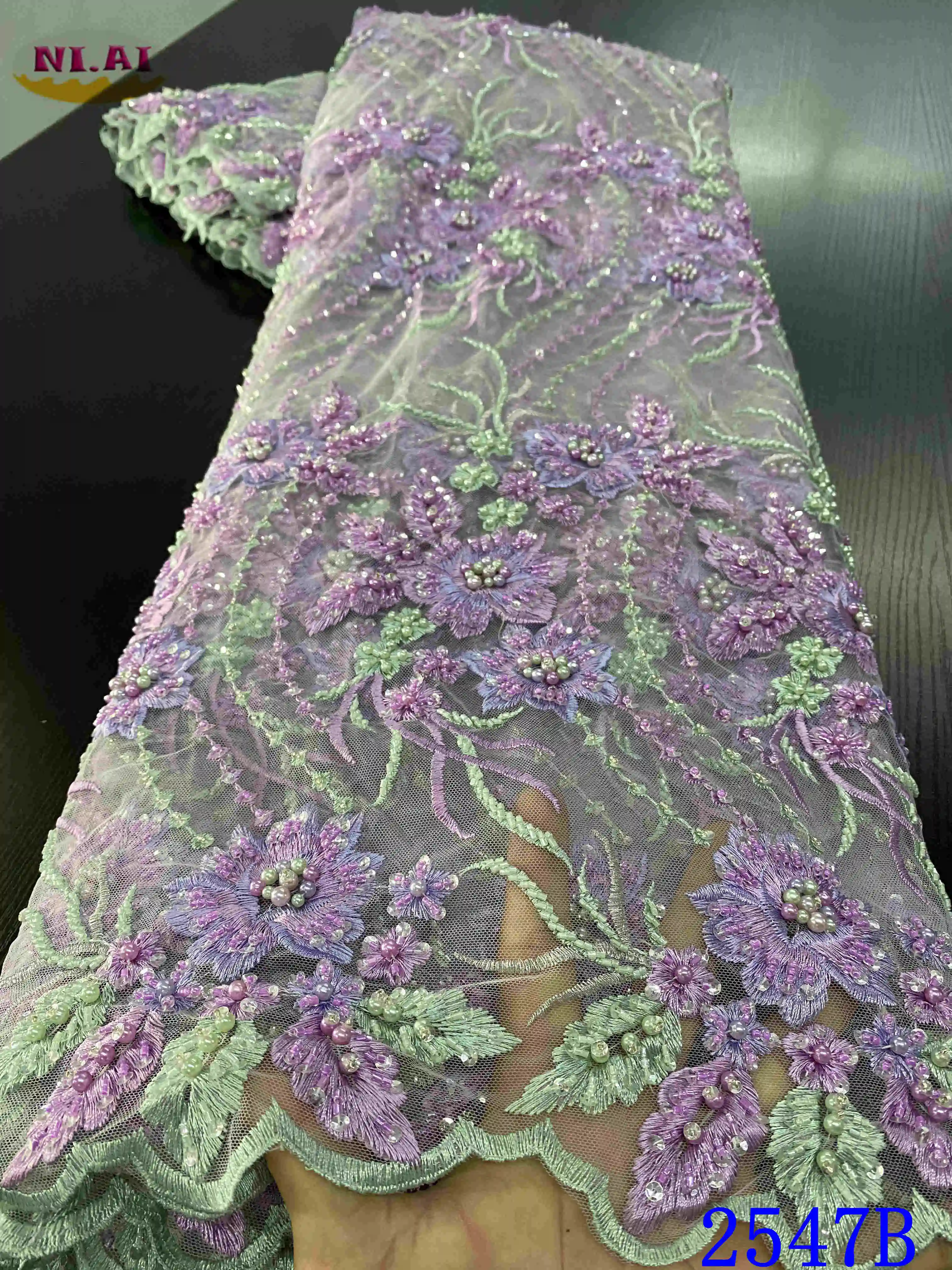 

NIAI Handmade 3D Flower Lace African Lace Fabric 2020 High Quality Lace Nigerian Tulle Lace Fabrics For Wedding Dress XY2547B