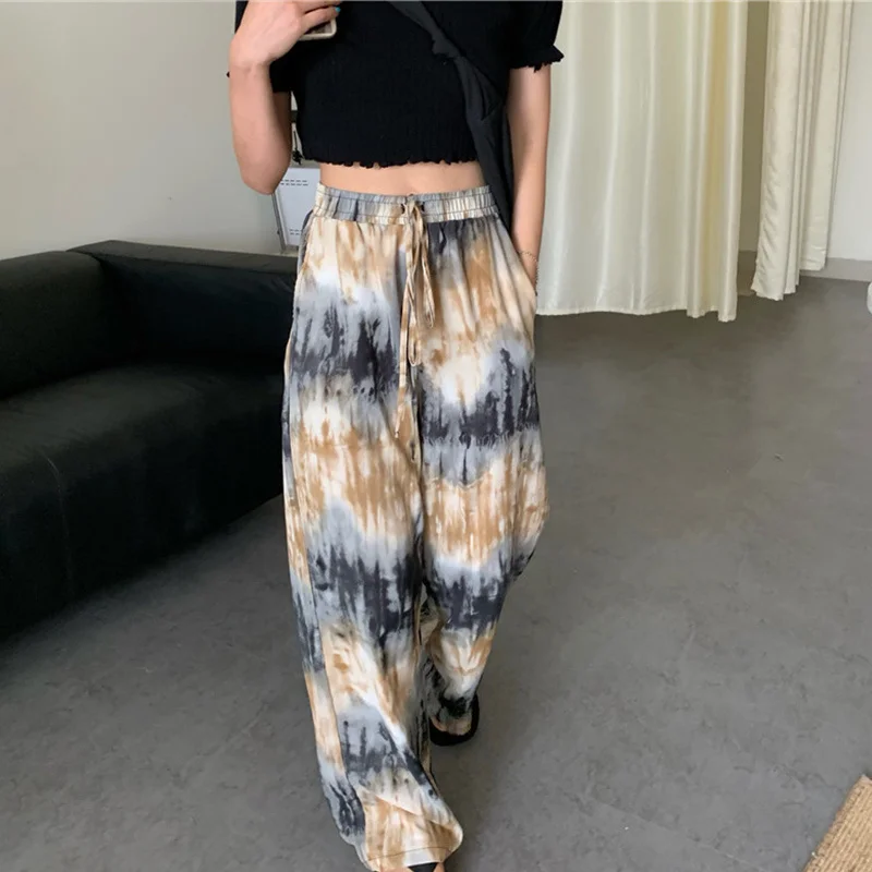 

Женские брюки с завышенной талией, свободные прямые брюки с широкими штанинами, повседневные длинные брюки в Корейском стиле, весна-лето 2021