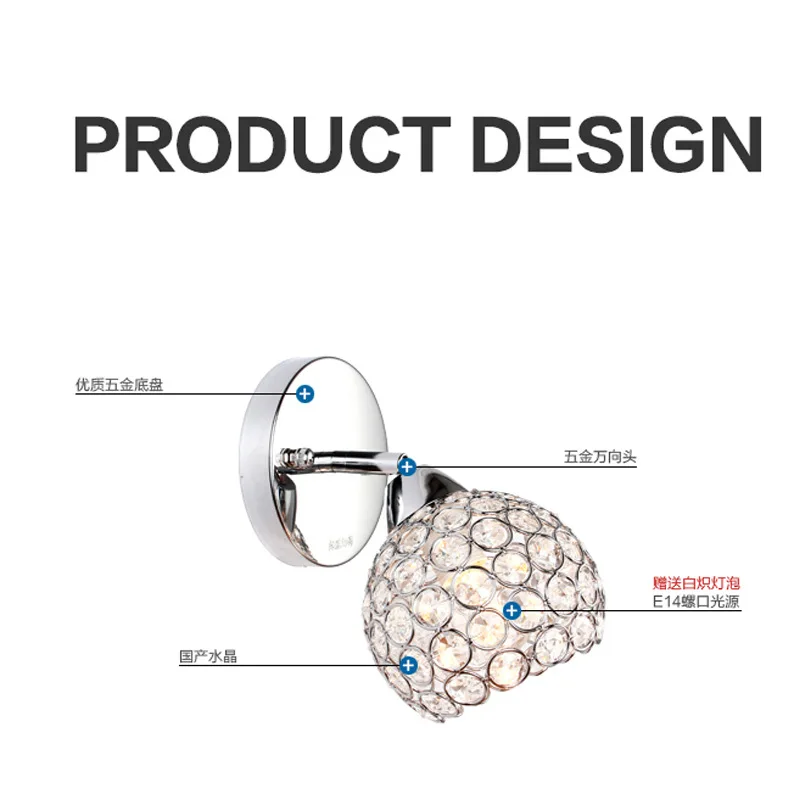 Современный простой модный хрустальный настенный светильник лампа для гостиной