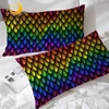 BlessLiving Dragon Scales Pillowcase Rainbow Decorative Pillow Case Luxury Colorful Bed Pillowcase Cover One Pair 50cmx75cm 1