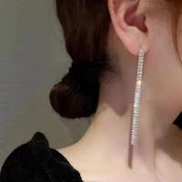 exquisite shining zircon rhinestone chain long tassel earrings earrings womens crystal long pendant earrings personalized jewel