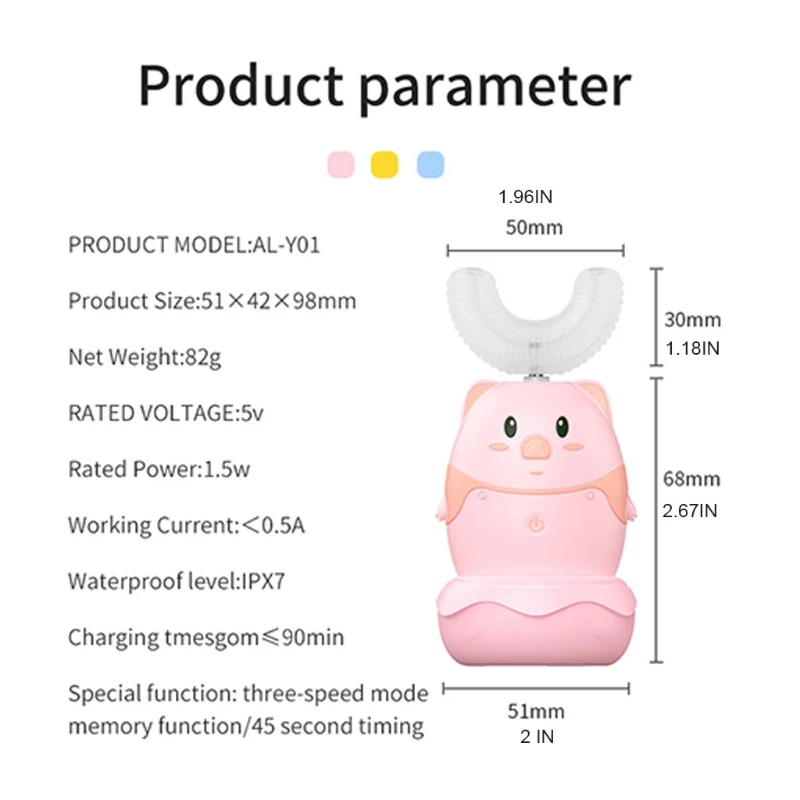 

Kids U Shaped Electric Toothbrush 360 Automatic Whitening 3 Modes Smart Time