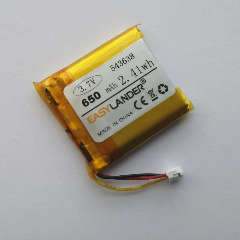543638 650mAh 3 7 V литий-полимерный аккумулятор с вилкой для домашних животных GPS охоты