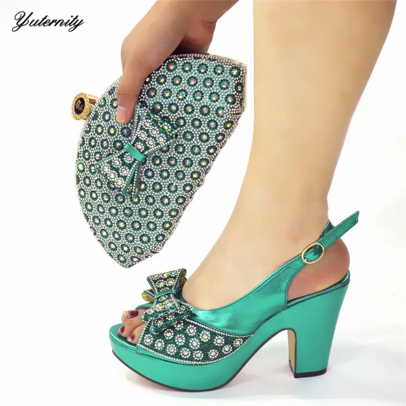 Итальянский дизайн стразы обувь и сумка в комплекте новейшие комплект из женской