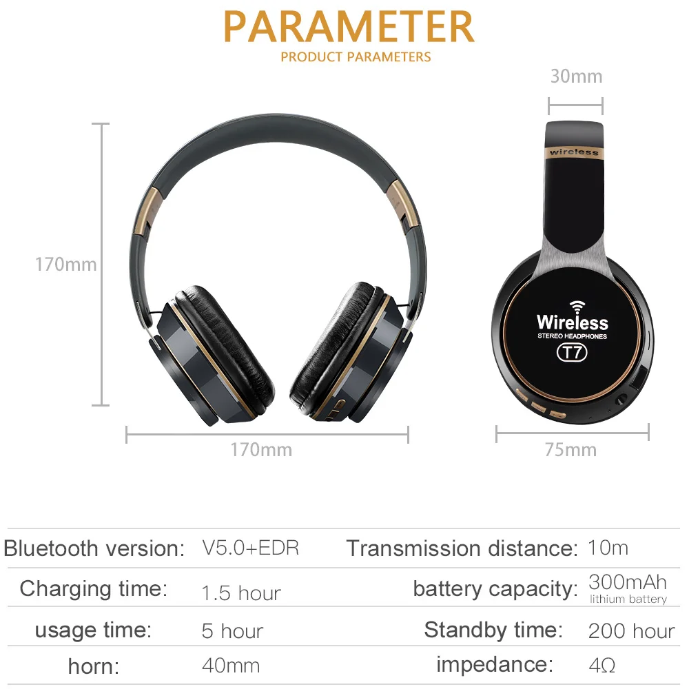 

Bluetooth Headphones Wireless Headphone 3D Stereo Support TF Card 3.5mm With Foldable For Cell Phone Audifonos Gamer Earphone