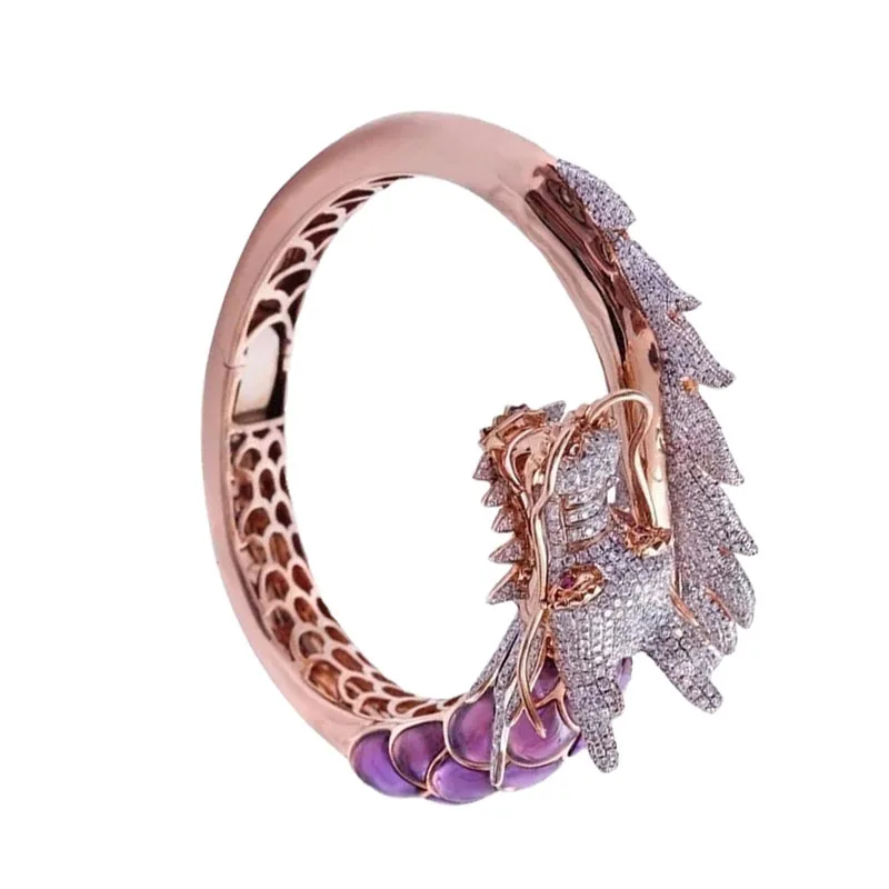 Модное белое кольцо 14k с розовым золотом и драконом для женщин размер 5 11|Кольца| |