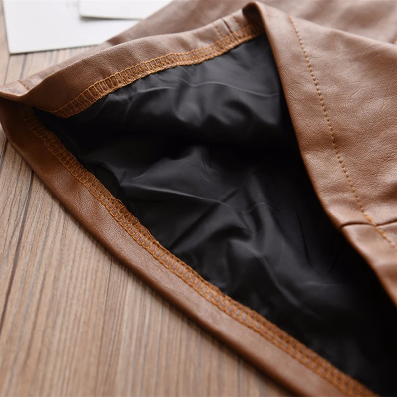 Spring Autumn Pu Leather Skirt for kids Baby Girls Clothing  Button Design Pleated Skirts Children Clothes
