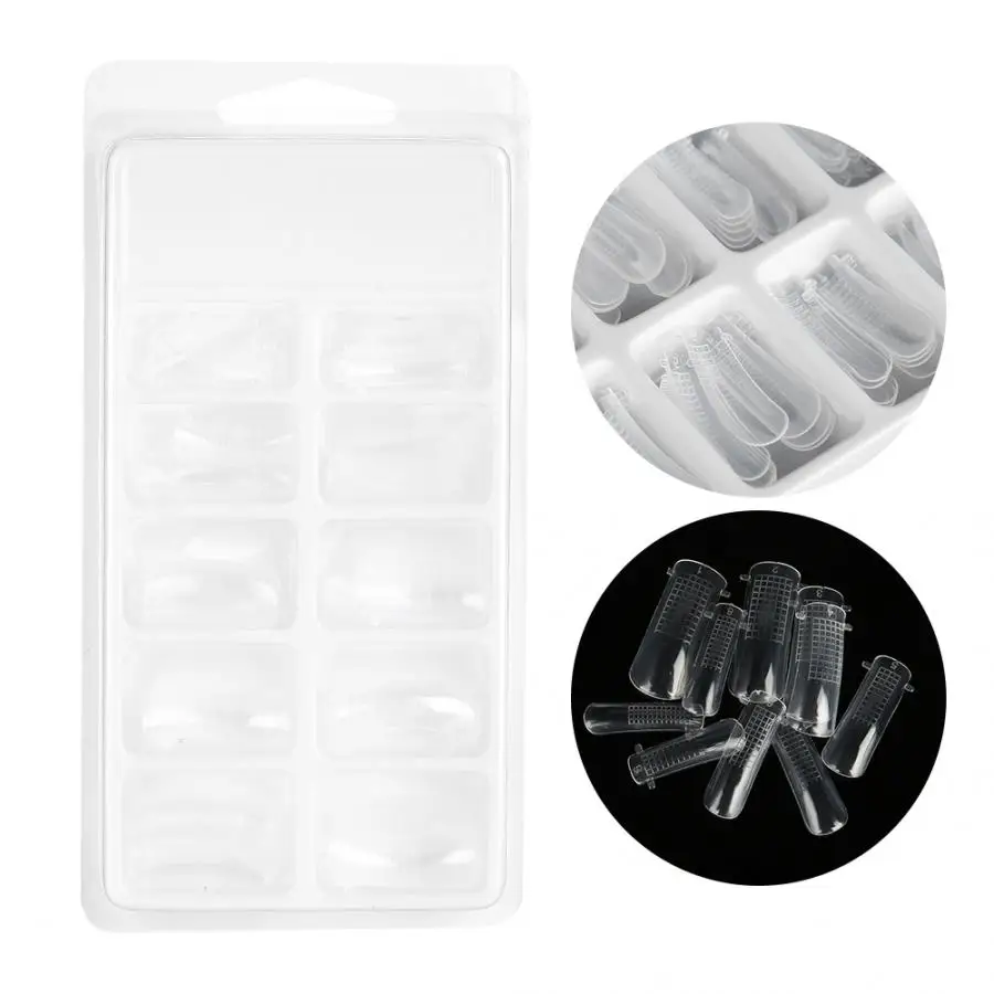 100 Pcs Quick Building Mold Tips Nail Dual Forms Finger Extension Nail Art Poly Gel Tool DIY Nail Art Manicure Tools False Nail