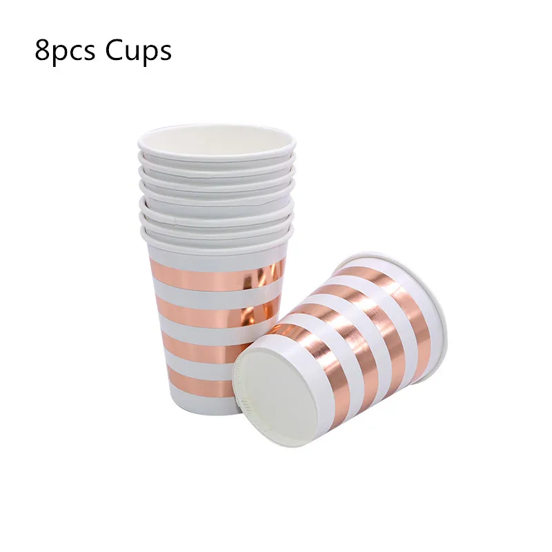 8pcs Cups 8/10 шт. розовое золото одноразовая посуда тарелка салфетки под чашки звезда Baby Shower одежда для свадьбы, дня рождения украшения свадебные принадлежности - Цвет: 8pcs Cups