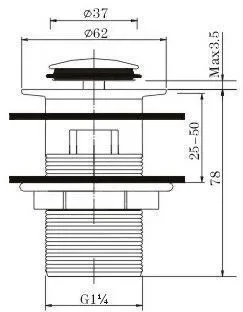 Bottom valve Felice V-3 Chrome | Flush Valves