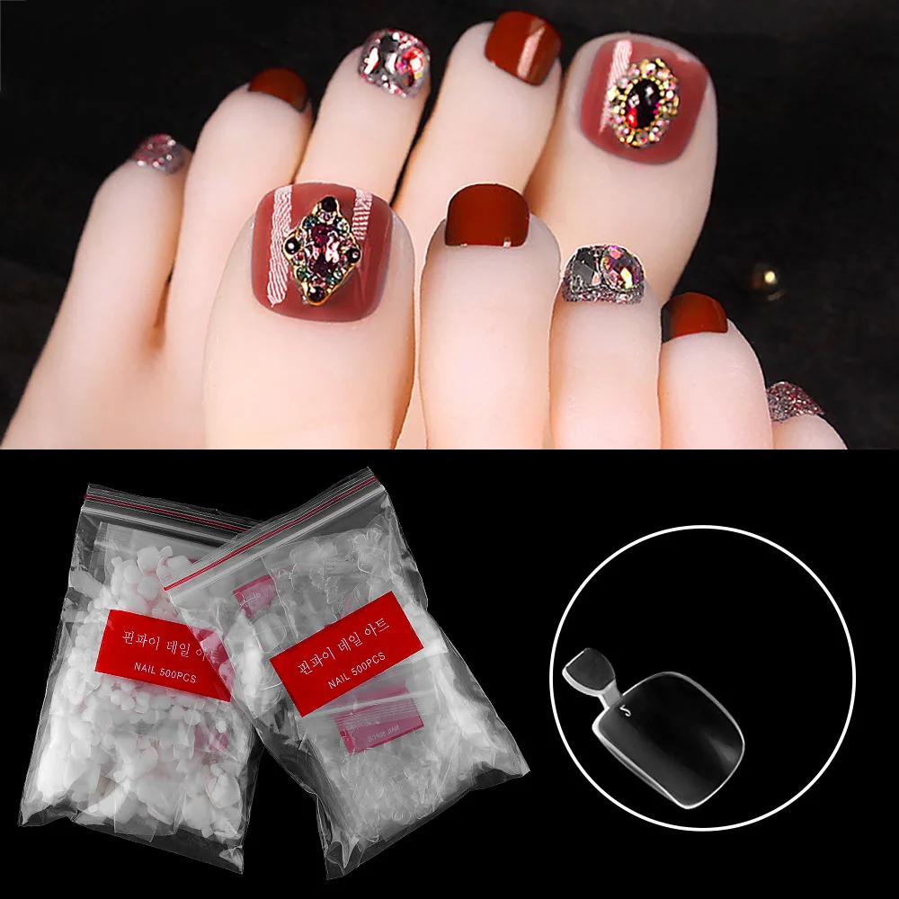Хит продаж 500 шт накладные ногти на носках прозрачные наклейки искусственные