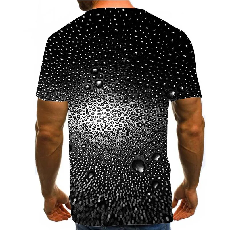 

Men Graphic T Shirts 3D Print Shirt Round Neck Summer Short Sleeve Abstract Tops Water Tees Black